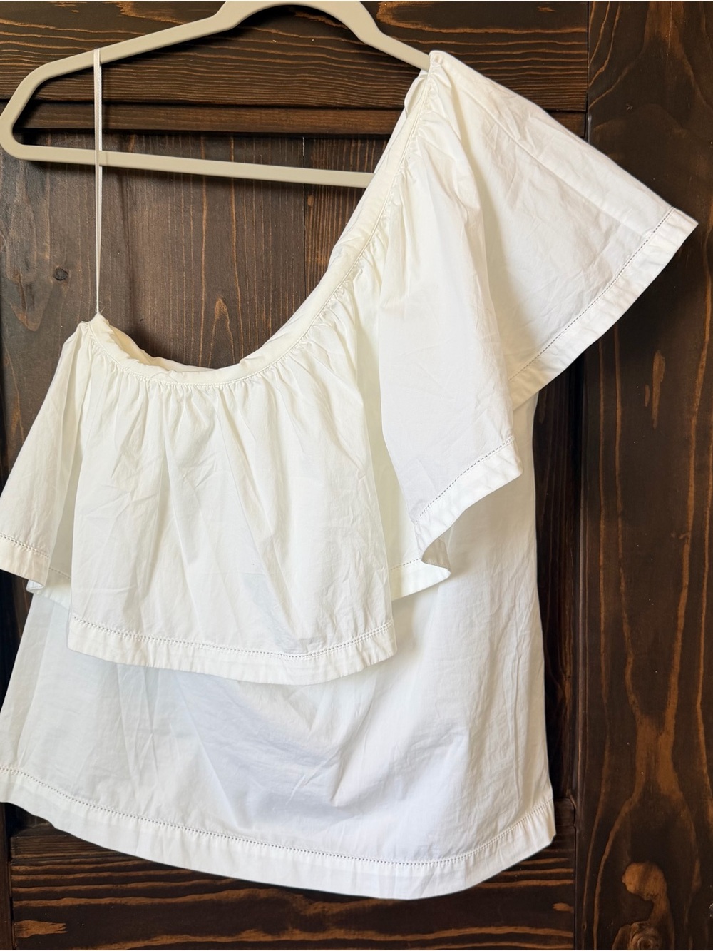 Trina Turk White Off-Shoulder Ruffle Top